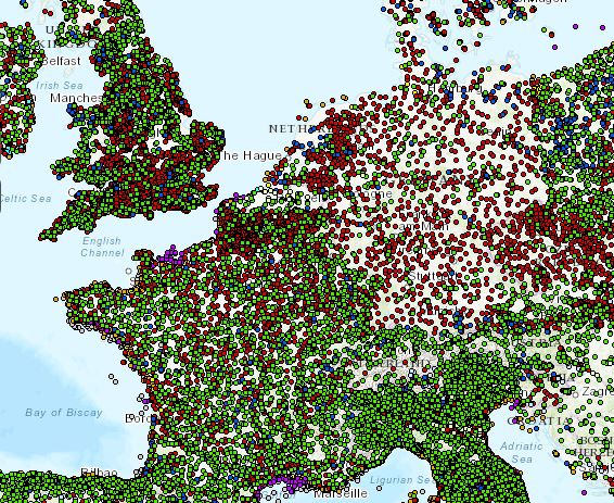 Carte EU - Point de contrôle Masses d'eau
